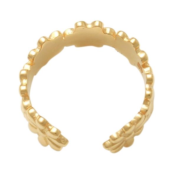 14K REAL Solid Gold Flower Ear Cuff Ring, Golden Cartilage Conch Helix No Piercing Kids Ear Cuff Wrap Earring