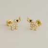 14K REAL Solid Gold Baby Elephant Diamond CZ Stud Earring for Cartilage Daith Helix Tragus Conch Rook Snug Ear Post Screw-back Stud Piercing