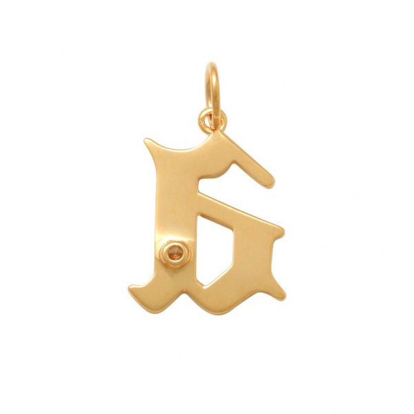 14K REAL Diamond Gothic Initial Charm Pendant Real Solid Gold Natural Genuine Diamond Old English Initial Charm Pendant for Chain Necklace