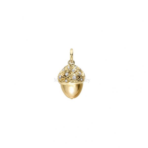 925 Sterling Silver Acorn Diamond Pendant for Women, Diamond Handmade Acorn Pendant Jewelry, Silver Acorn Pendant