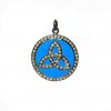 Sterling Silver Natural Pave Diamond Designer Blue Enamel Charm Pendant Jewelry WHOLESALE