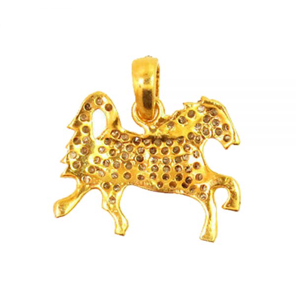 Diamond Pave HORSE Charm Pendant 20×15 MM Designer Sterling Silver Child Jewelry