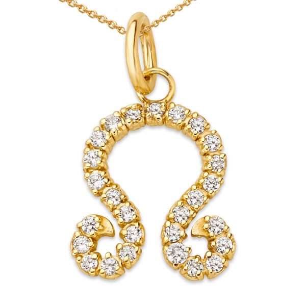 Mini Diamond Zodiac Horoscope Pendant Necklace In Solid Gold