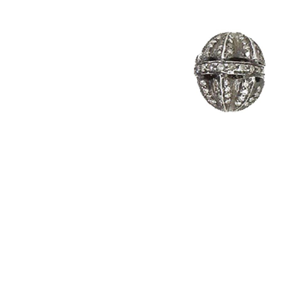 925 Sterling Silver Vintage Bead Finding Natural Diamond Pave Spacer Ball