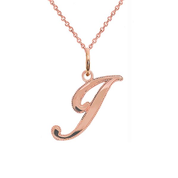 Cursive Letter Initial Pendant Necklace in Solid Gold (SMALL - LARGE)