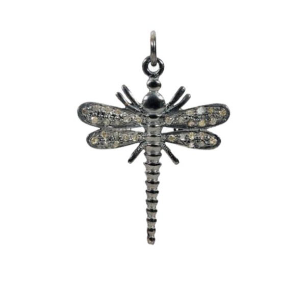 Sterling Silver Natural Diamond Pave Insect Charm Pendant Handmade Vintage Style Wholesale