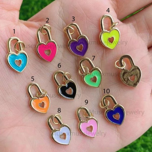 925 Sterling Silver Handmade Lock Heart Enamel Pendant Necklace, Enamel Lock Heart Pendant, Lock Heart Jewelry For Women's