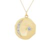 Moon and North Star Love Diamond Pendant Necklace in Solid Gold