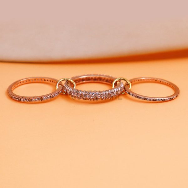 Natural Diamond Multi link Connected Rings, Diamond Multi Link Love Ring, Diamond Trinity Link Band, Four Link Ring, Connected Rings