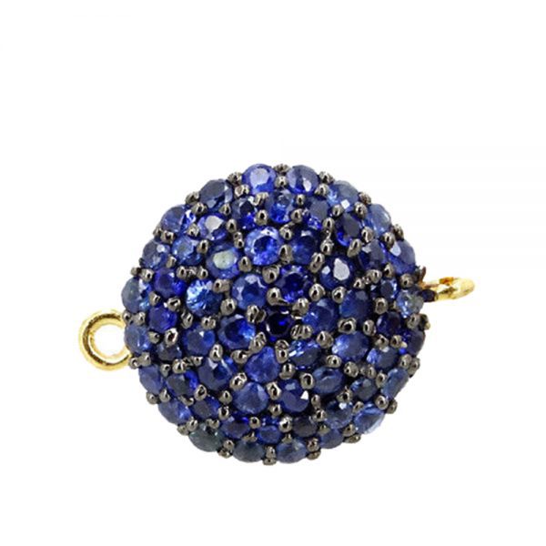 Sapphire Gemstone Pave Charm Bracelet Connector Handmade Jewelry