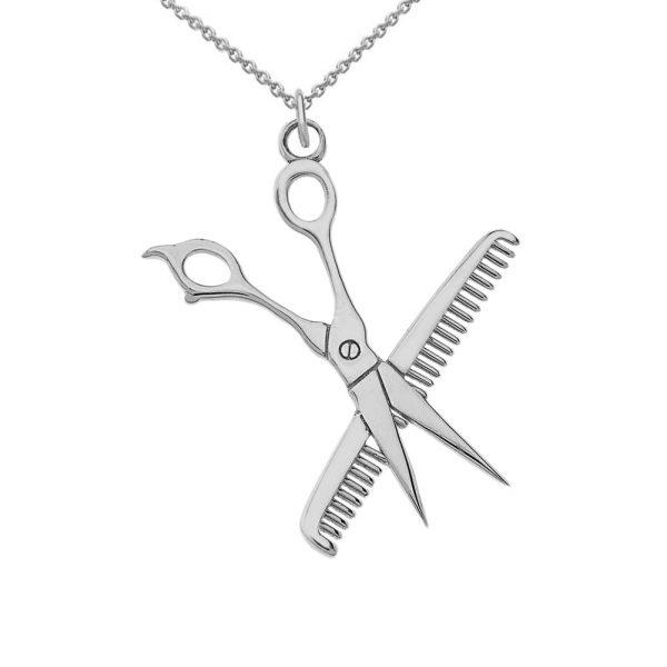 Hair Stylist Charm Pendant Necklace in Sterling Silve