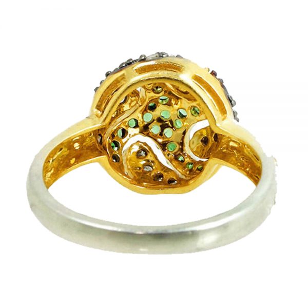 925 Sterling Silver Ring Tsavorite Gemstone Pave Diamond Jewelry