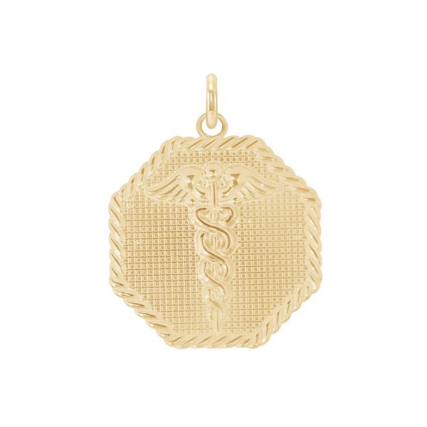 Caduceus Small and Large Pendant Necklace in Solid Gold