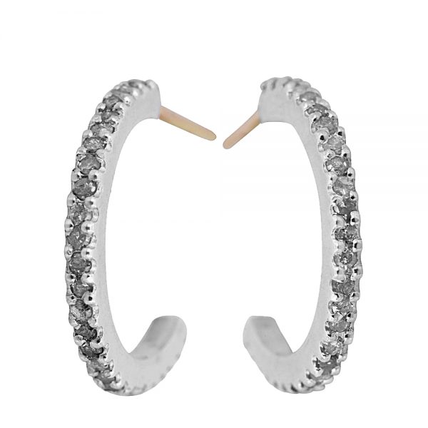 0.75Ct Natural Diamond Pave Handmade Fine Hoop Earrings Fashion Jewelry