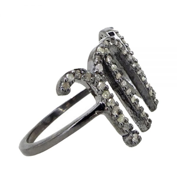 925 Sterling Silver OUL Script Ring Diamond Studded Jewelry