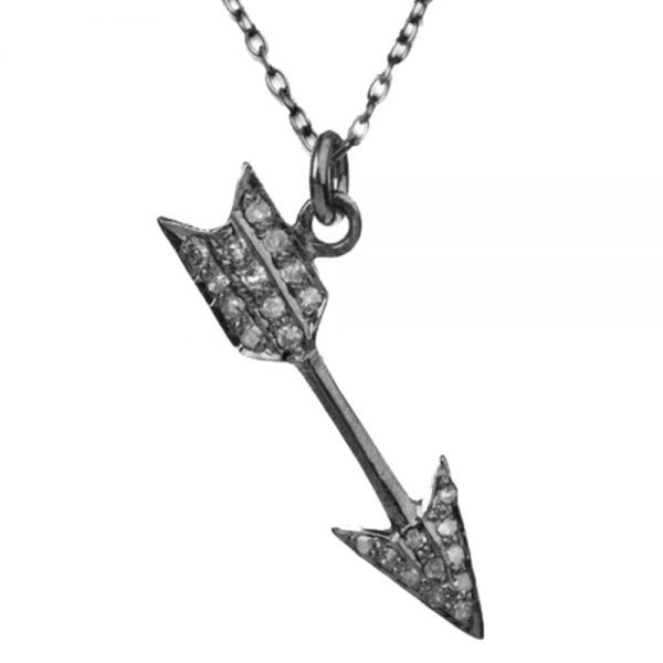 Natural Diamond Pave Arrow Design Charm Pendant Necklace 925 Sterling Silver NEW Wholesale