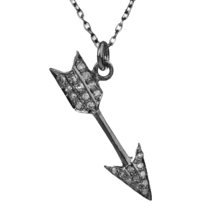 Natural Diamond Pave Arrow Design Charm Pendant Necklace 925 Sterling Silver NEW Wholesale
