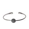 925 Sterling Silver Natural Diamond Pave Round Disc Cuff Bangle Jewelry Wholesale