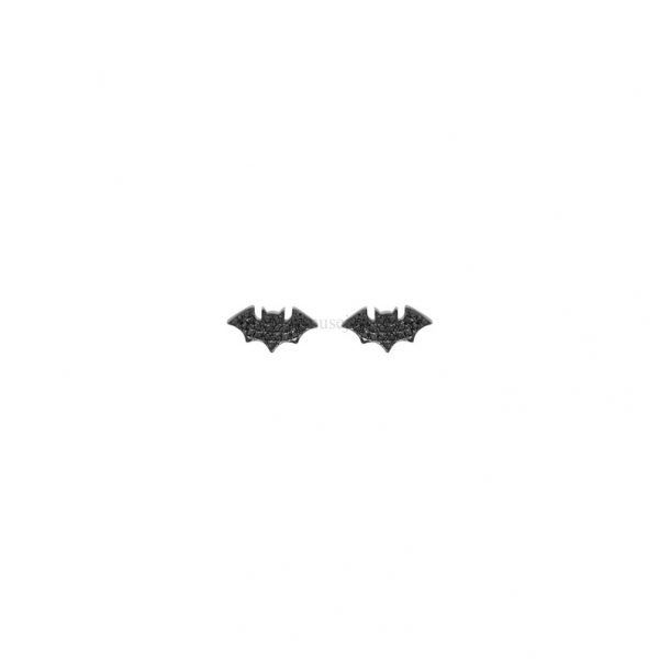 925 Sterling Silver Black Diamond Bats Stud Earrings, Silver Black Diamond Bats Earrings, Handmade Bats Earrings Jewelry For Women's