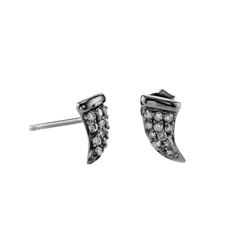 925 Sterling Silver Vintage Style Jewelry Pave Diamond Claw Design Stud Earrings