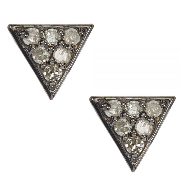 925 Sterling Silver Natural Diamond Pave Triangle Stud Earrings Handmade Jewelry Manufacturers