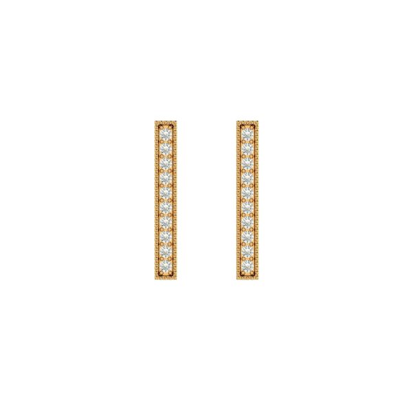 Certified Natural Diamond Pave Mini Stick Stud Earrings Jewelry