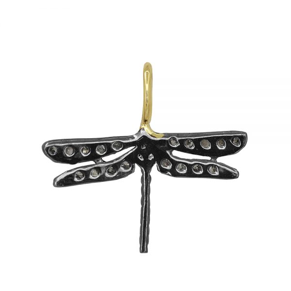 925 Sterling Silver DRAGONFLY Charm Pendant Diamond Jewelry