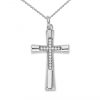 Diamond Cross Pendant Necklace in Sterling Silve