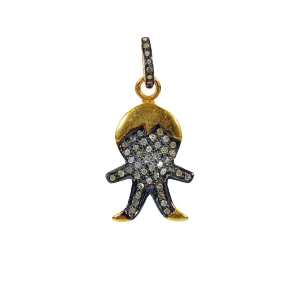 Natural Diamond Pave Little Boy Charm Pendant Sterling Silver Handmade Jewelry Manufacturers