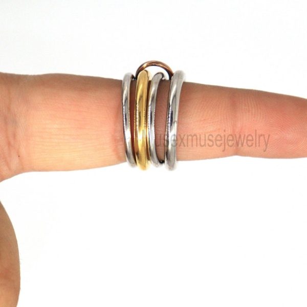 925 Silver Connector Ring, Interlocking Ring, Connector Ring, Linked Ring, Stacking Linked Ring, Connected Ring, Multi link Bande Ring