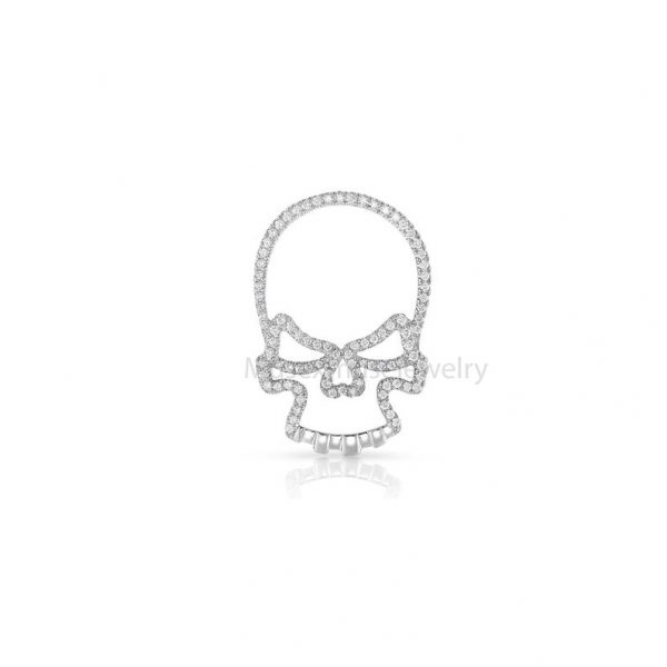 925 Sterling Silver Pave Diamond Skull Face Pendant Jewelry, Diamond Skull Face Necklace, Silver Skull Pendant, Skull Pendant Jewelry