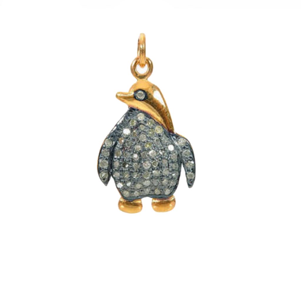 Natural Diamond Penguin Bird Charm Pendant Handmade Vintage Style Fine Jewelry Manufacturer
