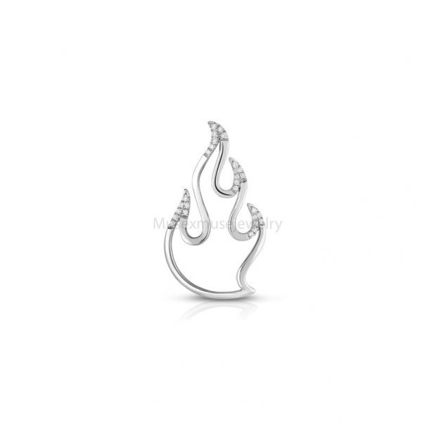 925 Sterling Silver Pave Diamond Flame Pendant Jewelry, Diamond Flame Necklace, Silver Flame Pendant, Fire Flame Pendant Jewelry