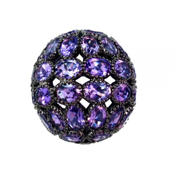 925 Sterling Silver Ball Bead Spacer Jewelry Finding WHOLESALE Amethyst Gemstone Pave Jewelry