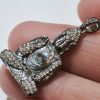 White Topaz Gemstone Pave Buddha Charm Pendant 925 Sterling Silver Jewelry WHOLESALE