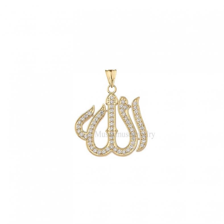 Diamond Allah Pendant, Allah Letters Pave Diamond Pendant Necklace, Sterling Silver Allah Pendant, Natural Diamond Islamic Pendant Jewelry