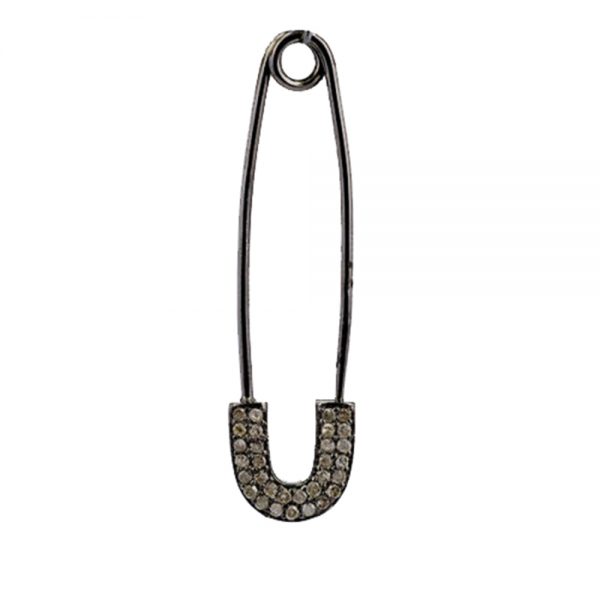 925 Sterling Silver Jewelry Diamond Pave Safety Pin Pendant WHOLESALE