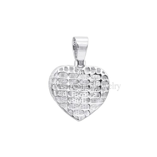 925 Sterling Silver Iced Out Dripping Heart CZ Pendant for Women, Cubic Zircon Handmade Heart Pendant Jewelry, Silver Pendant