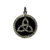 Black Enamel Designer Charm Pendant 925 Sterling Silver Vintage Style Jewelry Supplier