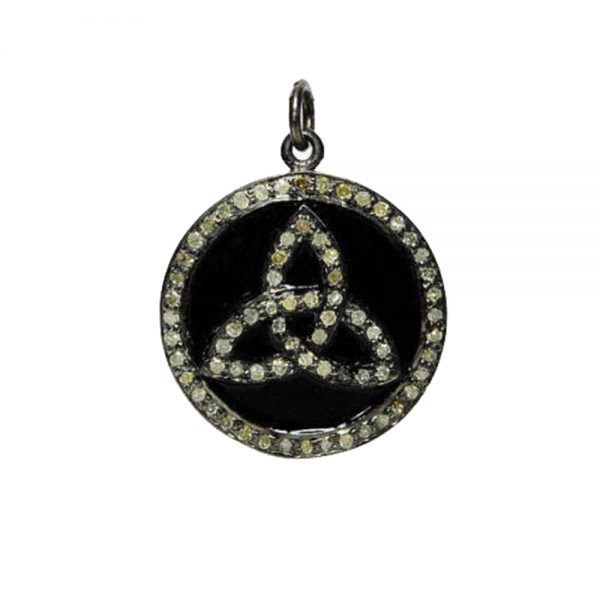Black Enamel Designer Charm Pendant 925 Sterling Silver Vintage Style Jewelry Supplier
