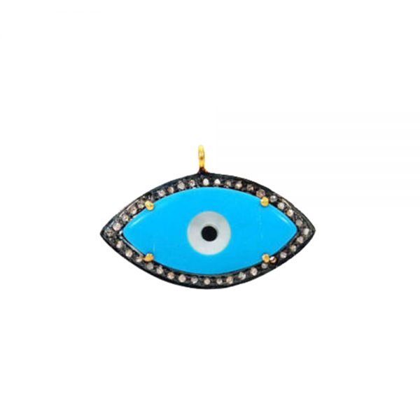 925 Sterling Silver Handmade Fine Jewelry Manufacturers Mop Gemstone Evil Eye Charm Pendant