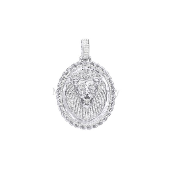 LUXURMAN Medallion Diamond Lions Head Pendant, 925 Sterling Silver Pave Diamond Handmade Lion face Pendant Jewelry