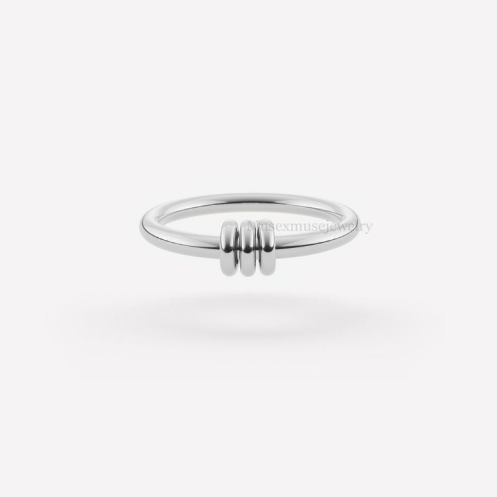 Silver Finger Ring. 925 Sterling Silver Connector Band Ring Jewelry, Three Finger Connector Ring, Three Connector Band Ring, Link Ring