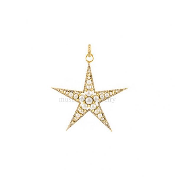 Slice Diamond Handmade Sterling Silver Pave Diamond Star Shape Pendant Necklace Jewelry Wholesale, Trending Star Pendant
