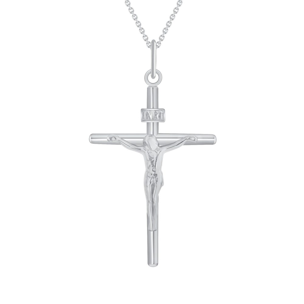 Crucifix Cross Pendant Necklace in Sterling Silver