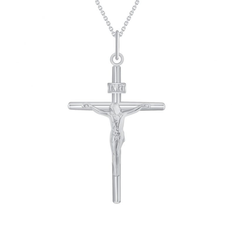 Crucifix Cross Pendant Necklace in Sterling Silver