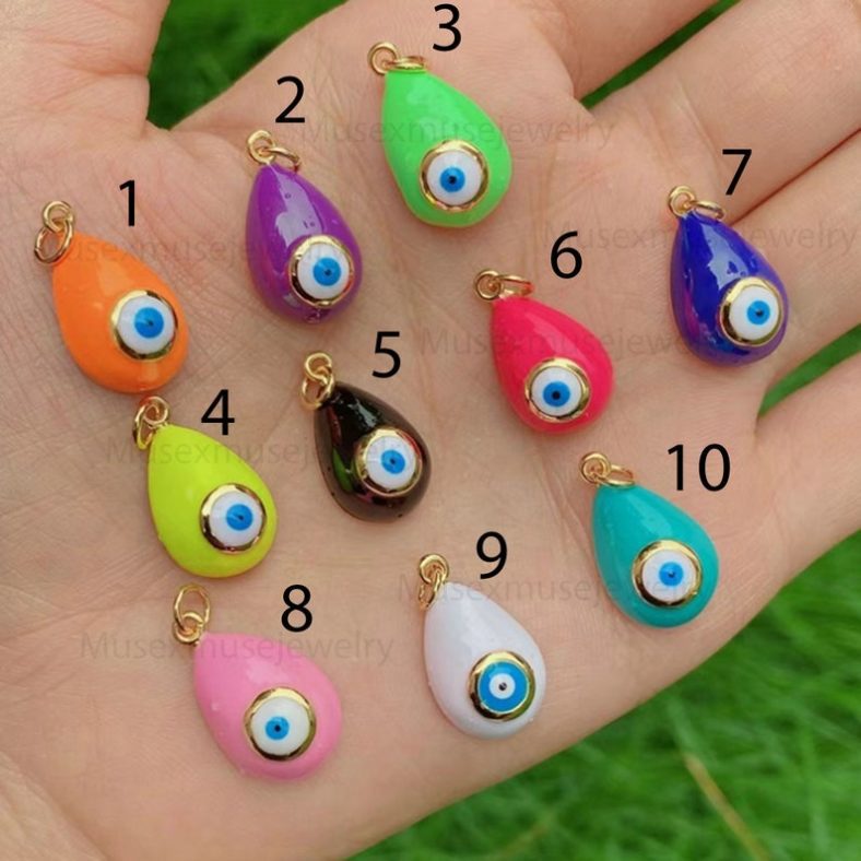 925 Sterling Silver Handmade Evil Eye Enamel Pendant Necklace, Evil Eye Enamel Pendant, Evil Eye Jewelry For Women's