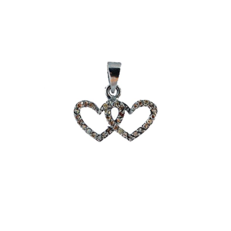925 Sterling Silver Natural Diamond Pave Designer Heart Shape Charms Pendant Jewelry Wholesale