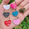 925 Sterling Silver Handmade Love Heart Enamel Pendant Necklace, Enamel Love Heart Pendant, Love Heart Jewelry For Women's