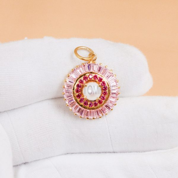 Pink Topaz with Ruby and Pearl Pendant Necklace Jewelry, Silver Ruby and Pink Topaz with Pearl Charms, Ruby Charms, Pearl Charm